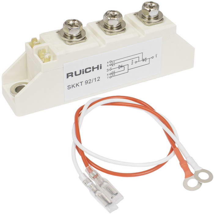 SKKT92/12 RUICHI тиристорный модуль, полумост, 100 А, 1200 В, 93 х 20 х 30 мм