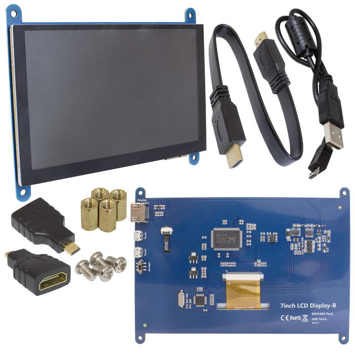 7-дюймовый HDMI-дисплей с емкостным сенсорным экраном RUICHI DSM-IPS-TOUCH-7, разрешение 800x480, HDMI, IPS, поддержка различных устройств и систем