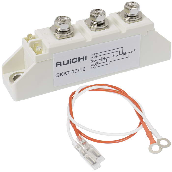 SKKT92/16 RUICHI тиристорный модуль, полумост, 100 А, 1600 В, 93 х 20 х 30 мм