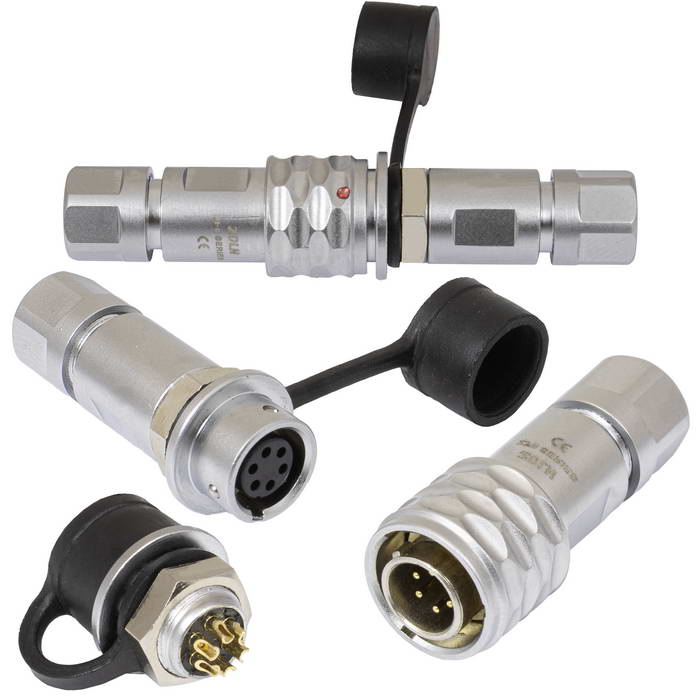Комплект быстросъемного разъема push-pull кабель-кабель RUICHI SR8-10/MF6P, 6-ти контактный, диаметр кабеля 4 -5 мм, 3 А, IP44, -40…+85°С, корпус сплав алюминия