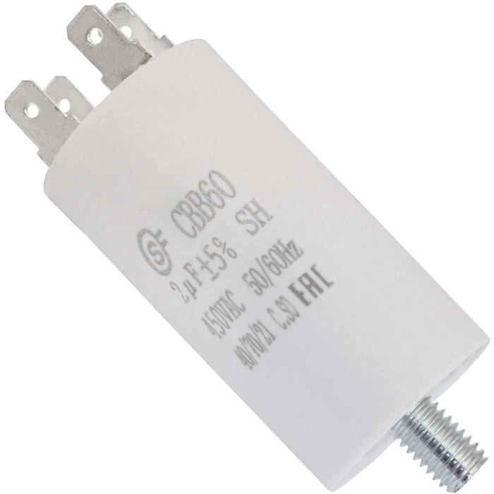 CBB60 2uF 450V SCREW SAIFU пусковой конденсатор 2 мкФ, 450 В, 2 клеммы, винтовое крепление