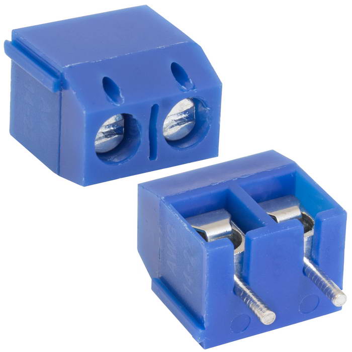 Винтовой модульный клеммный блок RUICHI RG301-5.0-02P ( DG301-5.0-02P / GT301-5.0-02P ), на плату, 2 контакта, шаг 5.00 мм