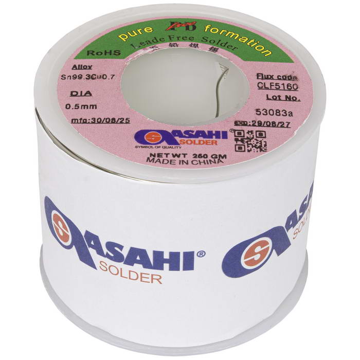Припой ASAHI Sn99.3/CU0.7 d0.5mm 250g бессвинцовый, с флюсом CLF5160