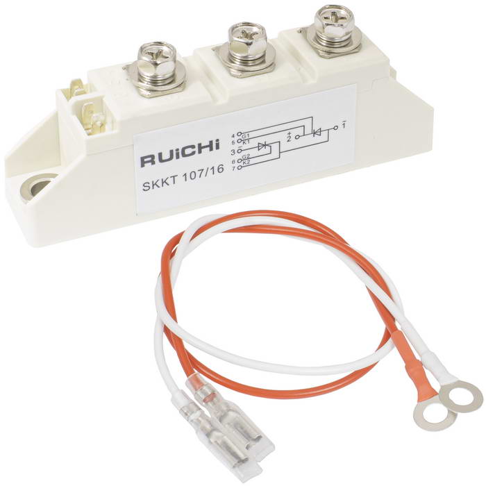 SKKT107/16 RUICHI тиристорный модуль, полумост, 120 А, 1600 В, 93 х 20 х 30 мм