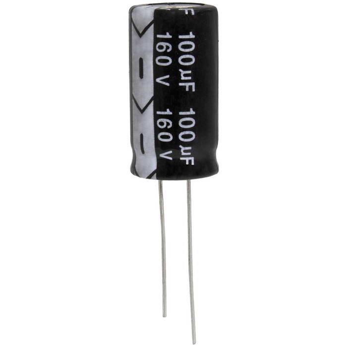 KM101M2CBKJ1325VBK JWCO Конденсатор электролитический радиальный, 100 мкФ, 160 В, 13х25 мм, -25…+105 °C, наработка 2000 часов