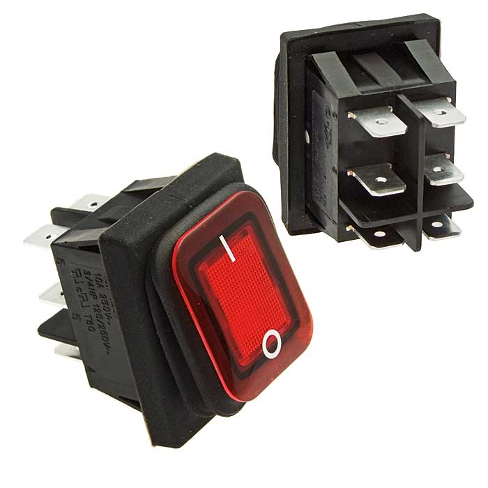 Клавишный переключатель RUICHI SB091-12V, IP65, ON-ON, 22x30 мм