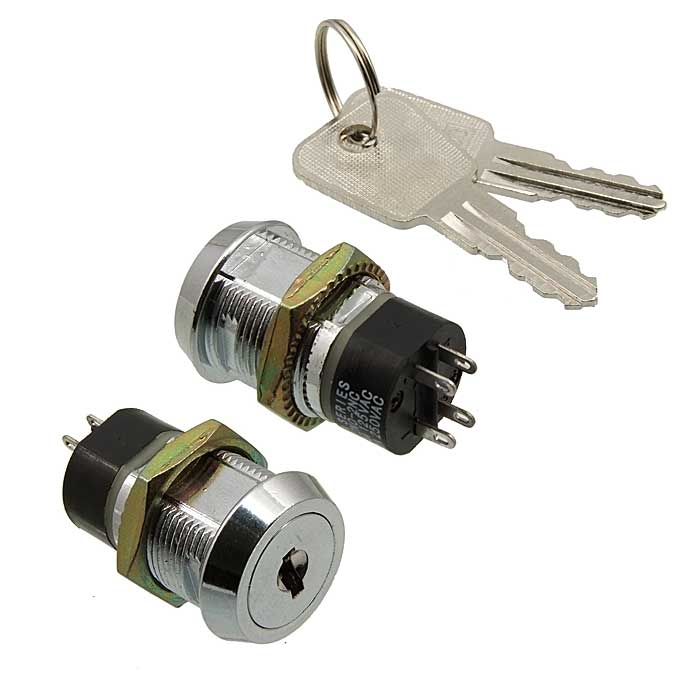 Выключатель с ключом RUICHI SK25-03A, 4 А - 125 В, 2 а - 250 В, серия А: 2NO-2NC (4Р), серия В: 1NO-1NC (2P)