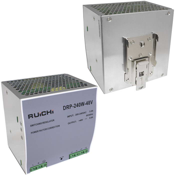 Блок питания на DIN-рейку RUICHI DRP-240-48, 100-240 В (АС) 5 А, 48 В, металлический корпус