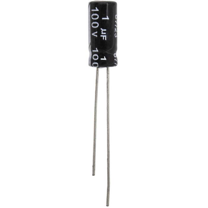 KM010M2ABKJ0511VBK JWCO Конденсатор электролитический радиальный, 1 мкФ, 100 В, 5х11 мм, -40…+105 °C, наработка 2000 часов