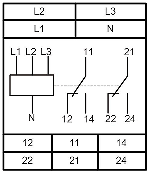 РКН-3-18-15 AC230В/AC400В УХЛ4 реле контроля 3-х фазн. Напряжения (рис.3)