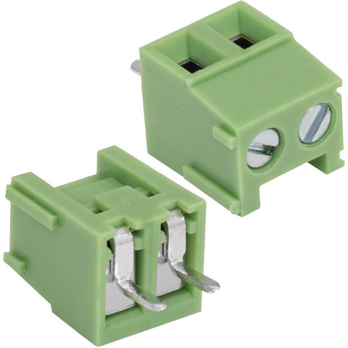 Винтовой модульный клеммный блок RUICHI XY303V-02P ( DG381-3.81-02P / GT381-3.81- 02P ), на плату, 2 контакта, шаг 3.81 мм