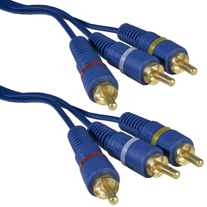 Аудио-видео шнур RUICHI 3 RCA - 3 RCA,1.5 м, синий