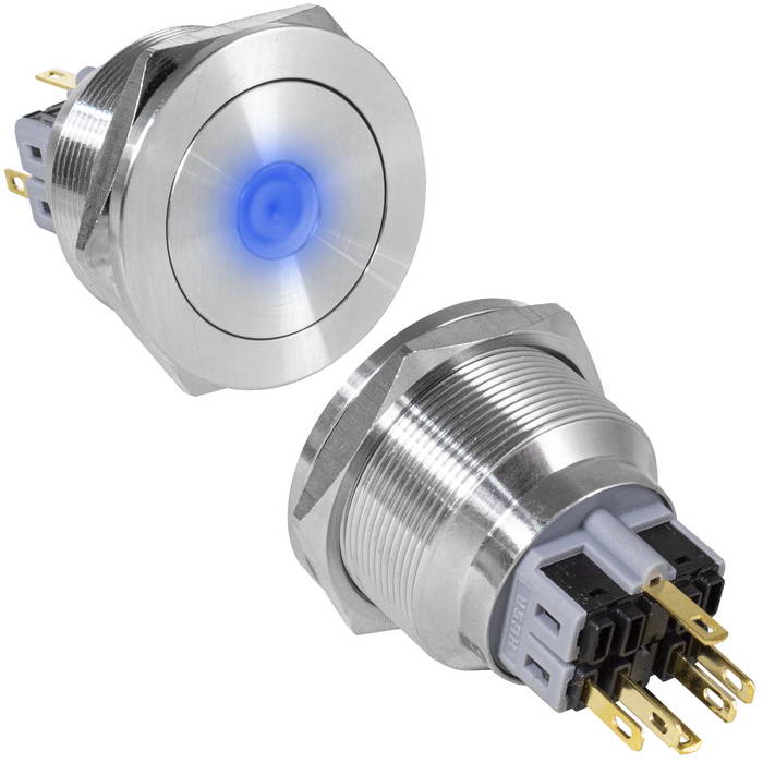 Кнопка антивандальная RUICHI GQ28PF-11ZD/B/N, ON-OFF+OFF-ON, рабочая температура -25…+55 °C, никелированная латунь