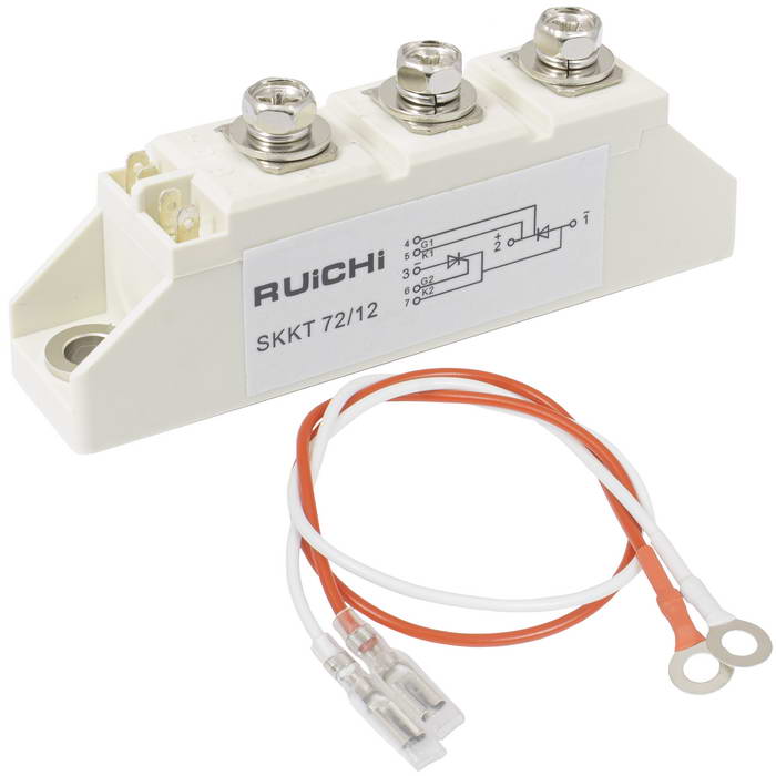SKKT72/12 RUICHI тиристорный модуль, полумост, 87 А, 1200 В, 93 х 20 х 30 мм