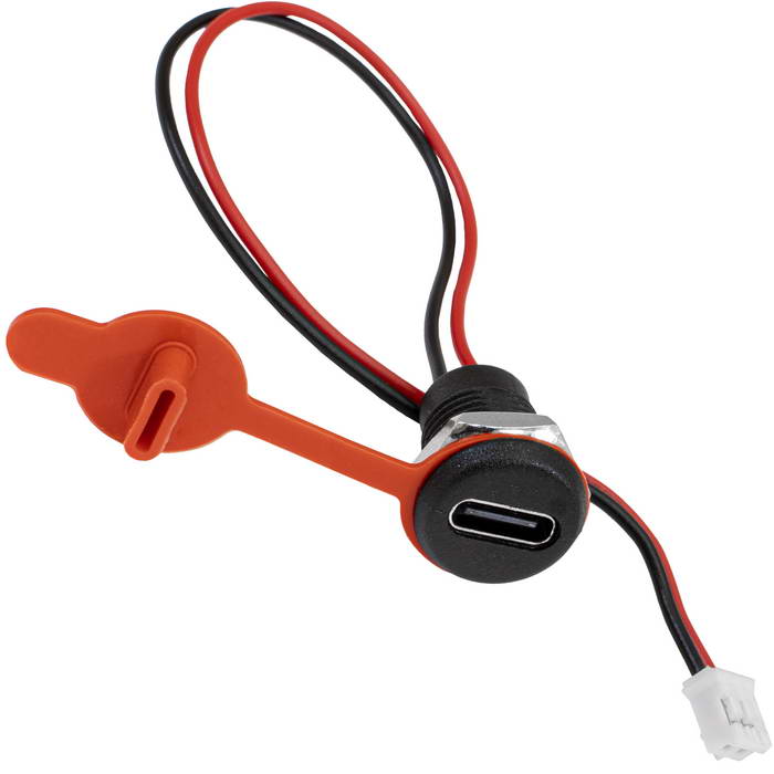 Разъём TYPE-C-2pin-20-PH2.0 RUICHI, длина кабеля 155 мм, 2 контакта, 5 А, 20 В, корпус пластиковый черный с защитной крышкой