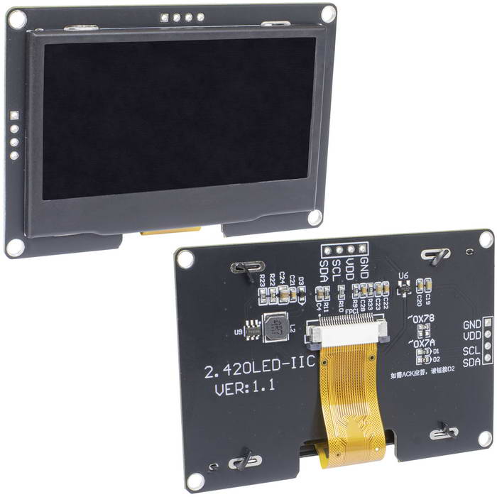 2.42-дюймовый модуль OLED-дисплей RUICHI, DSM-OLED-2.42-7P-Y, разрешение 128x64 пикселей, интерфейс SPI/I2C, жёлтый
