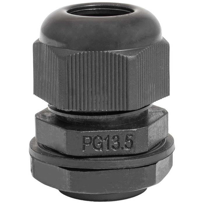 Кабельный ввод пластиковый герметичный с резьбой «PG» RUICHI PG13.5-B (6-12), чёрный, полиамид PA66, IP68