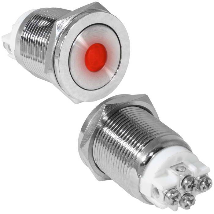 Кнопка антивандальная RUICHI GQ19PF-10ZD/R/N, OFF-ON, рабочая температура -25…+55 °C, никелированная латунь