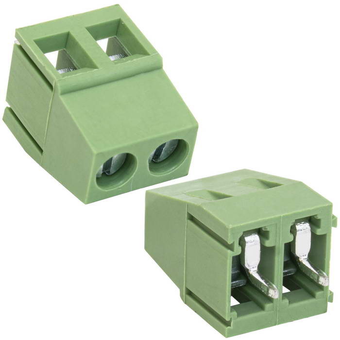 Винтовой модульный клеммный блок RUICHI RG128-5.0-02P ( DG128-5.0-02P / GT128-5.0-02P ), на плату, 2 контакта, шаг 5.00 мм