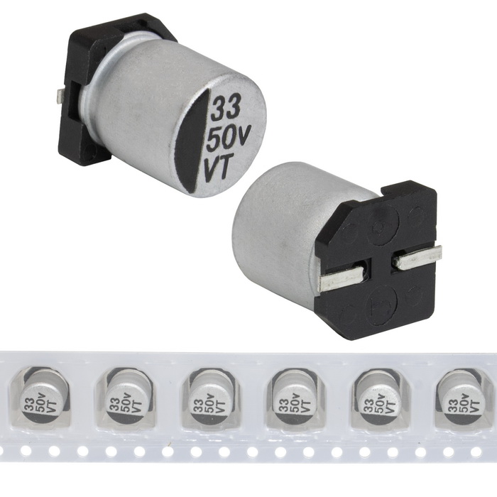 EVT050ADA330M0677 JWCO Конденсатор электролитический SMD, 33 мкФ, 50 В, 6.3х7.7 мм, - 55…+105 °C, наработка 2000 часов
