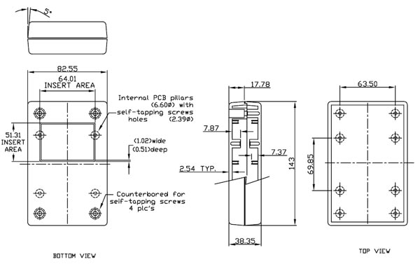 G1204B корпус пласт., 142,8 x 82,5 x 38, чёрный (рис.2)