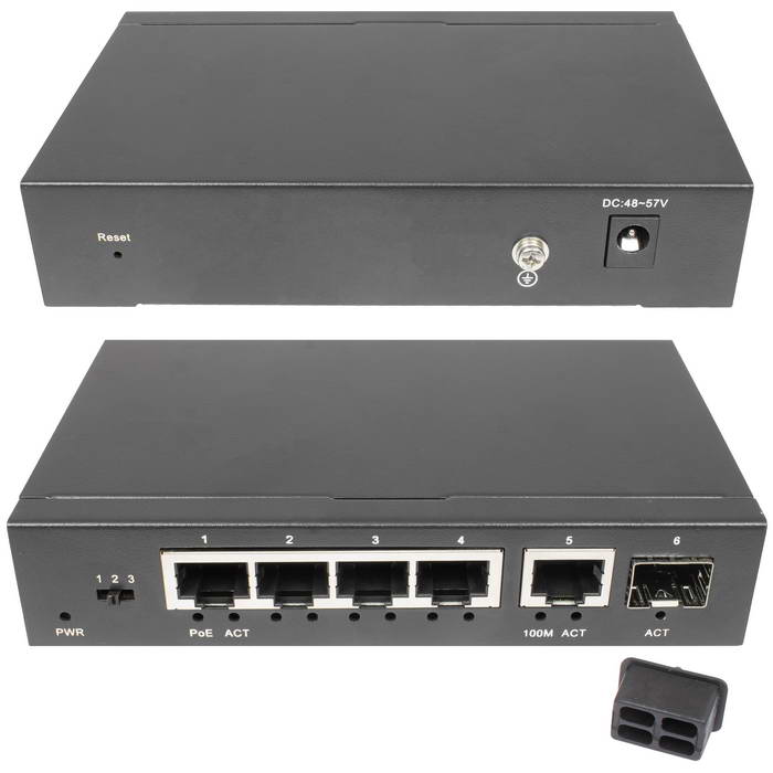 Коммутатор RU-SW-4G1S-P Gigabit Ethernet на 4GE PoE + 1 GE SFP порта. Порты: 4xGE (10/100/1000Base-T) с PoE (до 30W) + 1xGE SFP (1000Base-X). Соответствует стандартам PoE IEEE 802.3af/at. Lite Management.