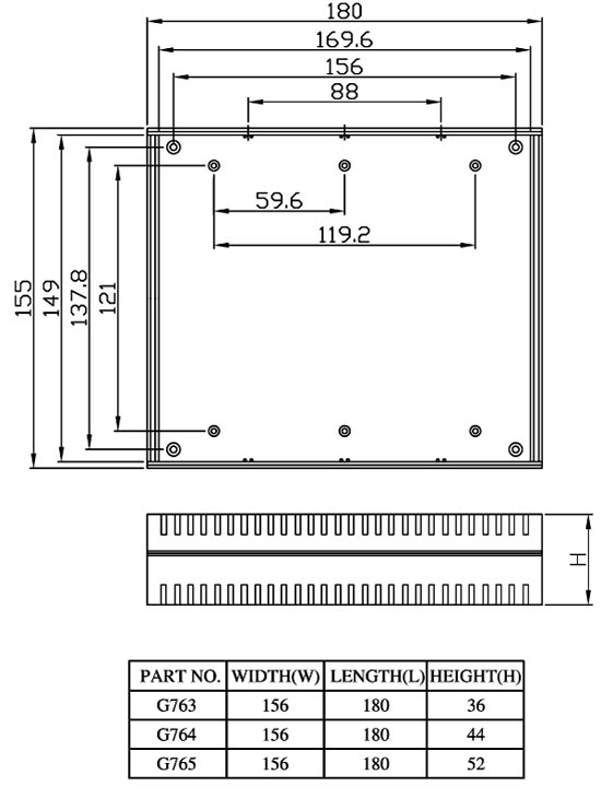 G763   корпус пласт., светло-серый, тёмно-серые панели, 156 x 180 x 36 (рис.2)