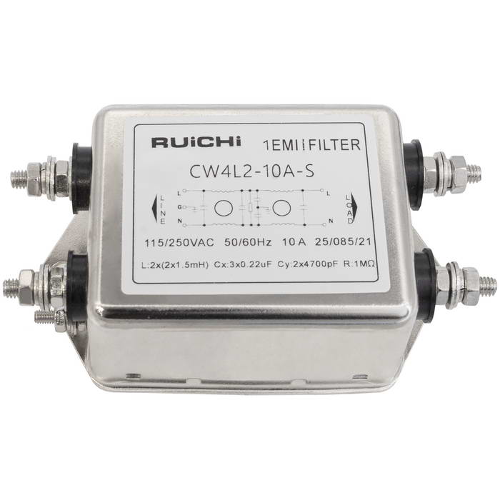 RUICHI CW4L2-10A-S сетевой EMI/RFI фильтр, однофазный, 250VAC, 10A, двухкаскадный, высокопроизводительный, компактный