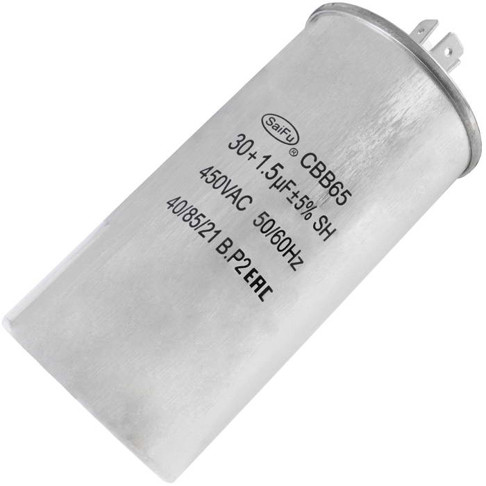 CBB65 30uF + 1.5uF 450V, SAIFU, пусковой конденсатор сдвоенный, 30 + 1.5 мкФ, 450 В