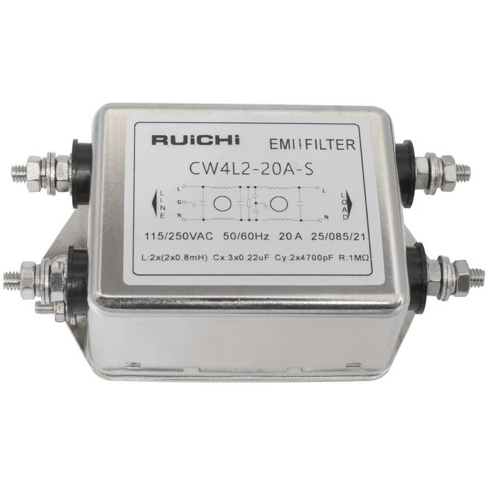 RUICHI CW4L2-20A-S сетевой EMI/RFI фильтр, однофазный, 250VAC, 20A, двухкаскадный, высокопроизводительный, компактный