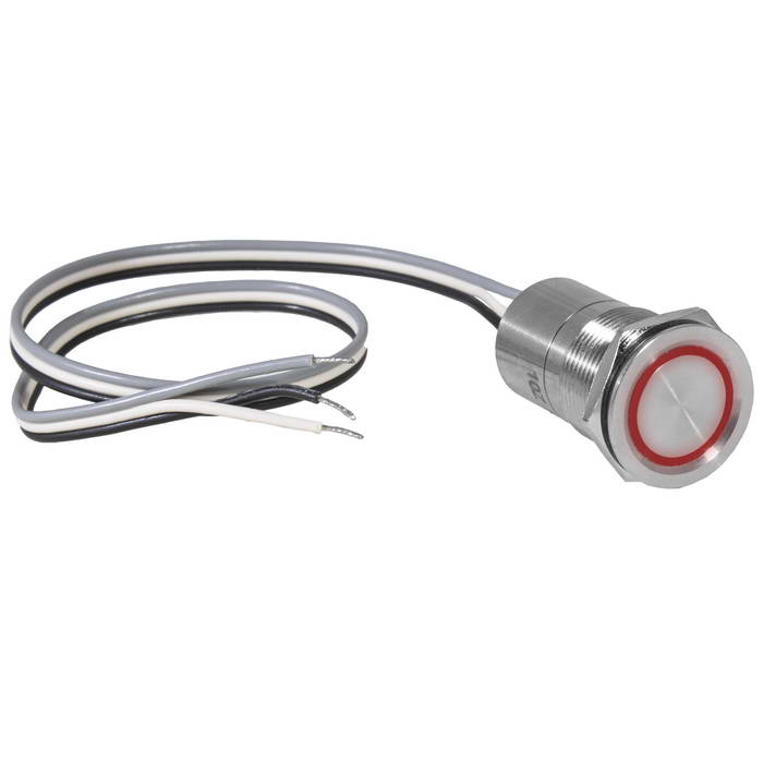 Кнопка сенсорная с подсветкой, с фиксацией RUICHI TS19-11ZC/R/S off-on, М19, IP68, нержавеющая сталь
