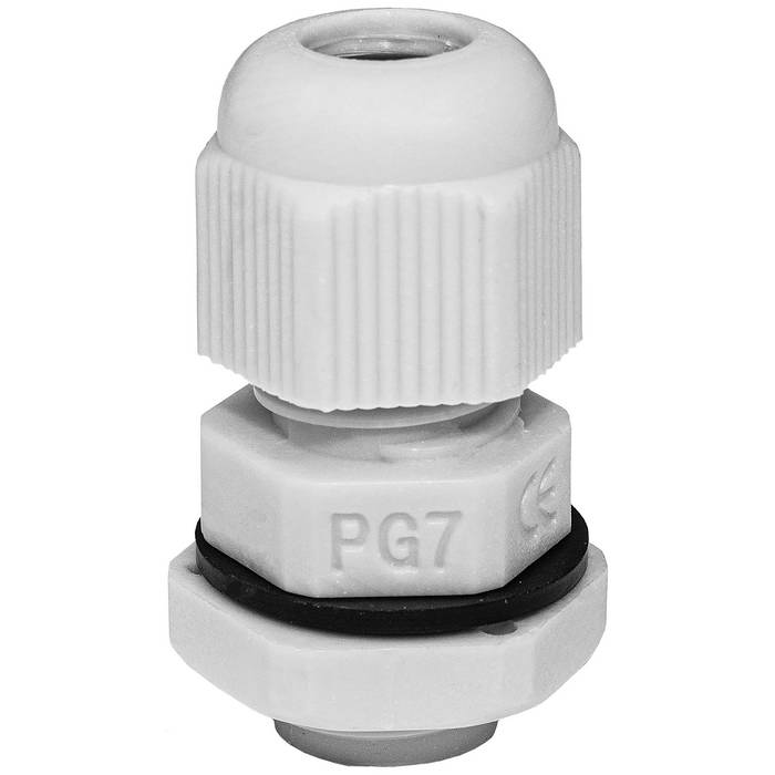 Кабельный ввод пластиковый герметичный с резьбой «PG» RUICHI PG7-G (3-6.5), серый, полиамид PA66, IP68