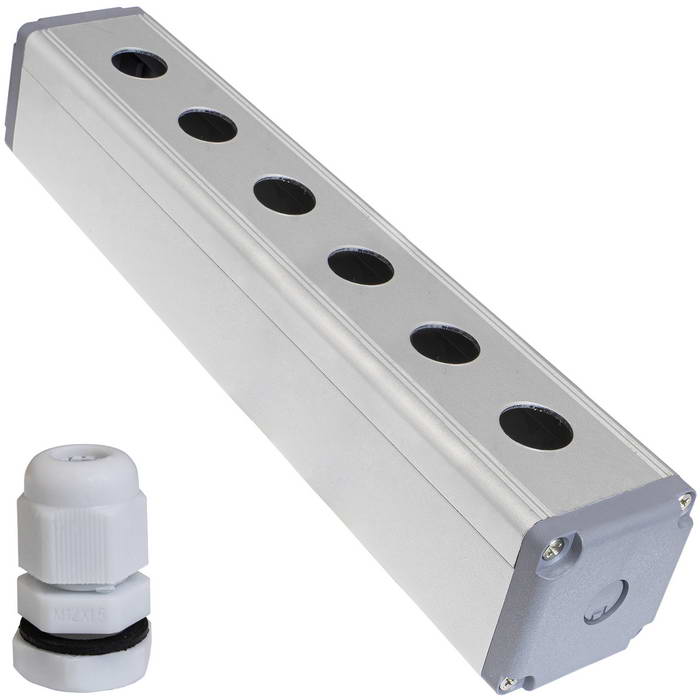 Корпус кнопочного поста RUICHI BP-AL-6-16-N, алюминиевый, 6 отверстий, 16 мм, без фланцев, IP65