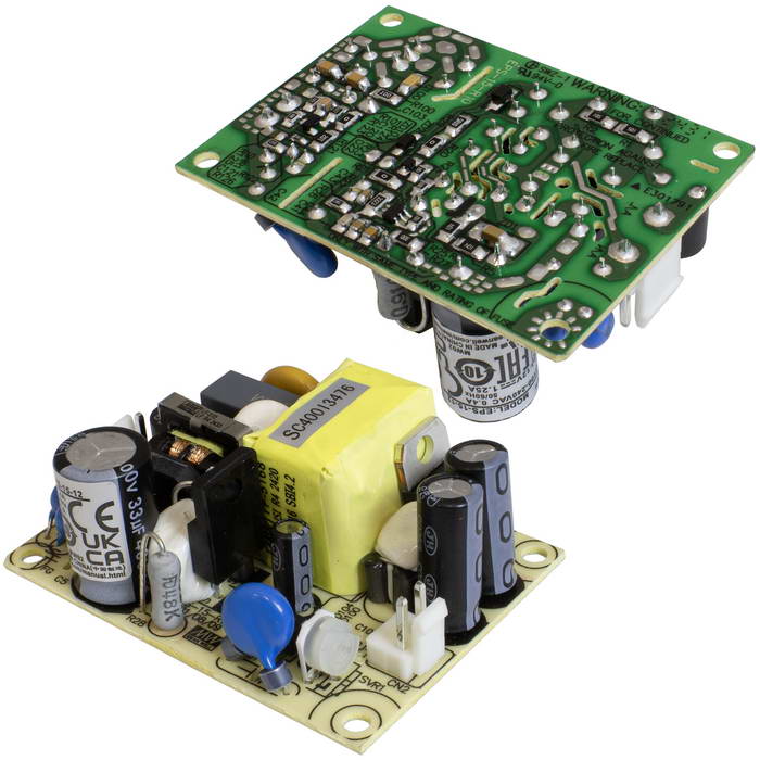 EPS-15-12-MW, Блок питания AC-DC, 15Вт, мощность без нагрузки <0.3Вт, вход 85:264V AC, 47:63Гц /120:370В DC, выход 12В/1.25A, изоляция 3000В AC, на плате 63.5х45.7х24мм, вход/выход разъемы JST, -30:+70°С