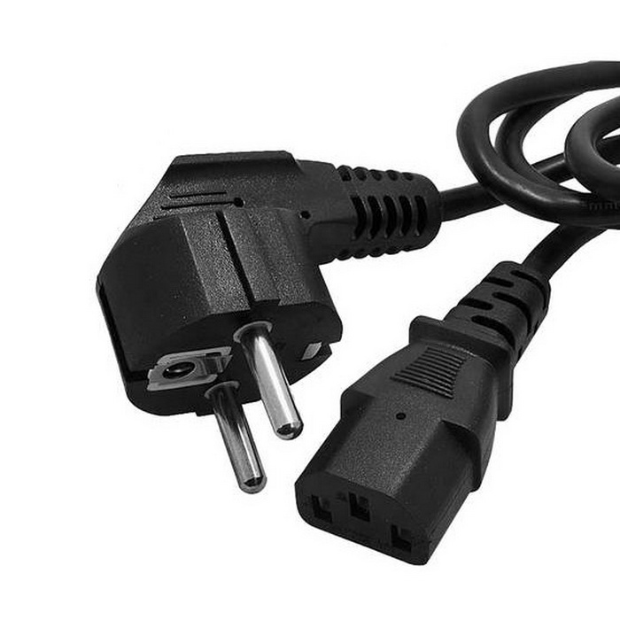 Сетевой шнур RUICHI SCZ, вилка угловая CEE7/7 - гнездо прямое IEC C13, 3 м, 3х0.75 мм2