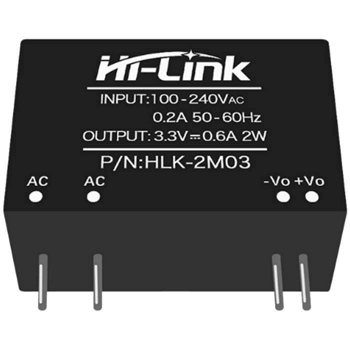 Блок питания на печатную плату Hi-Link HLK-2M03, 85-264 В (АС) 0.6 А, 3,3 В, корпус из поликарбоната