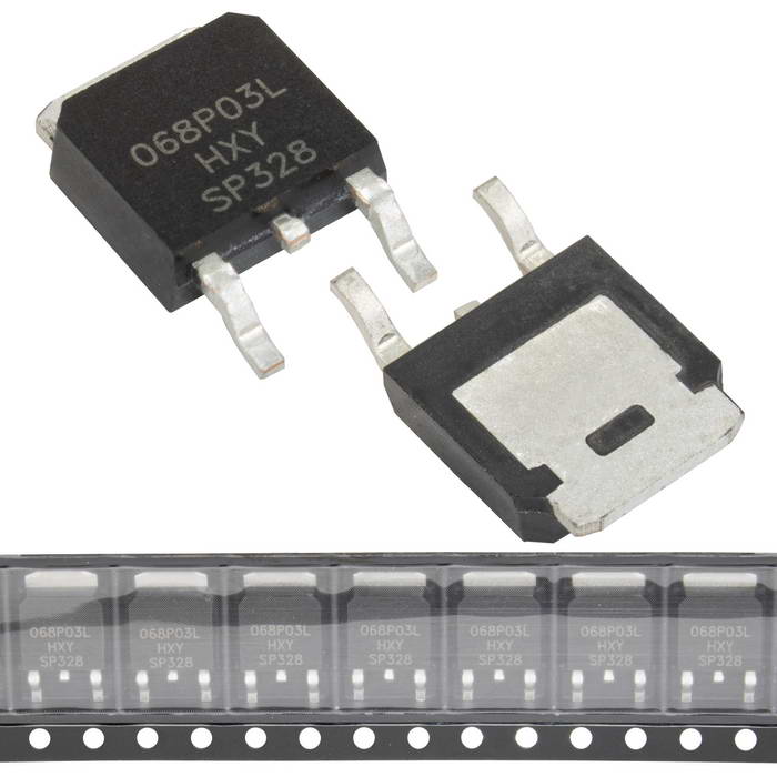 IPD068P03L3G HXY полевой транзистор (MOSFET), P-канал, -30 В, -80 А, 8.8 мОм, 45 нКл, TO-252 (DPAK)