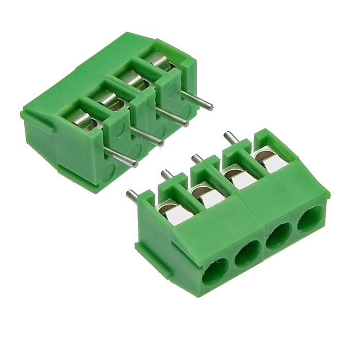 Винтовой клеммный блок RUICHI XY301V-A-4P на 4 клеммы M2.5, шаг 3.5 мм, 17.5 А, 24-14 AWG