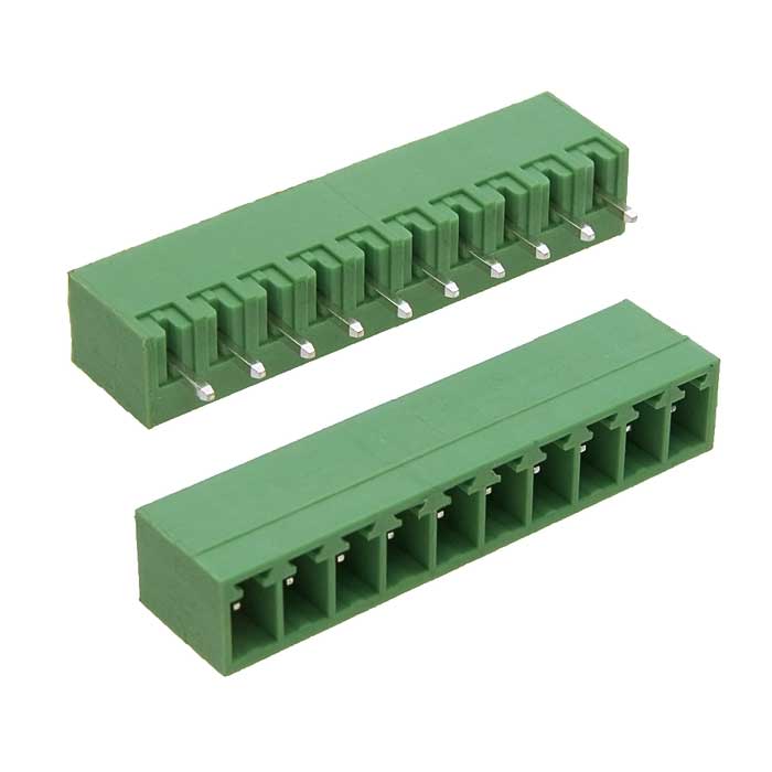 Разъемный клеммный блок на плату ZTM-ELECTRO ZCH381V-10P ( 15EDGVC-3.81-10P / 15EGTVC-3.81-10P), вилка (M), 10 контактов, шаг 3.81 мм