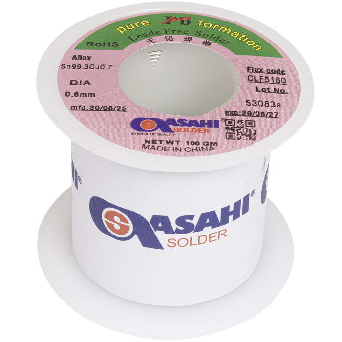 Припой ASAHI Sn99.3/CU0.7 d0.8mm 100g бессвинцовый, с флюсом CLF5160