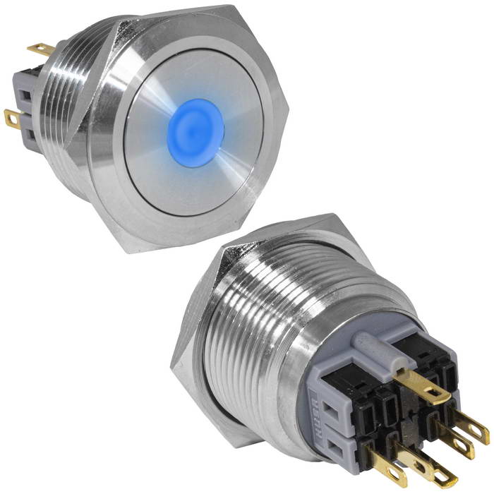 Кнопка антивандальная RUICHI GQ30-11ZD/B/N, ON-OFF+OFF-ON, рабочая температура -25…+55 °C, никелированная латунь
