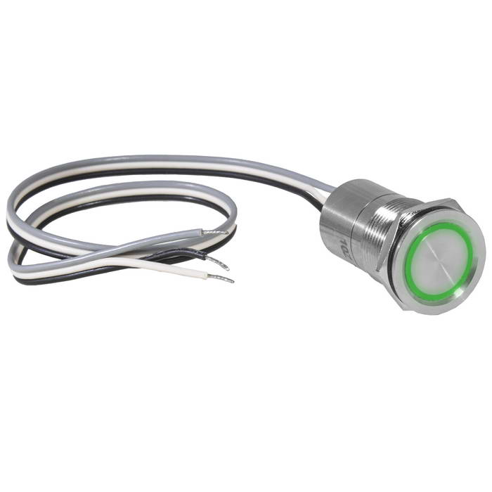 Кнопка сенсорная с подсветкой, с фиксацией RUICHI TS25-11ZC/G/S off-on, М25, IP68, нержавеющая сталь