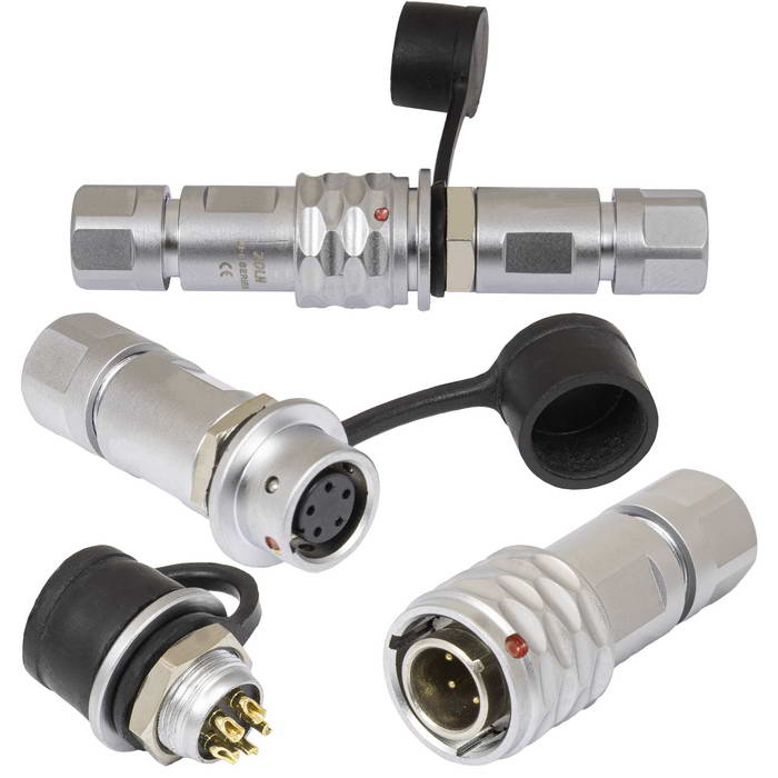 Комплект быстросъемного разъема push-pull кабель-кабель RUICHI SR8-10/MF5P, 5-ти контактный, диаметр кабеля 4 -5 мм, 3 А, IP44, -40…+85°С, корпус сплав алюминия