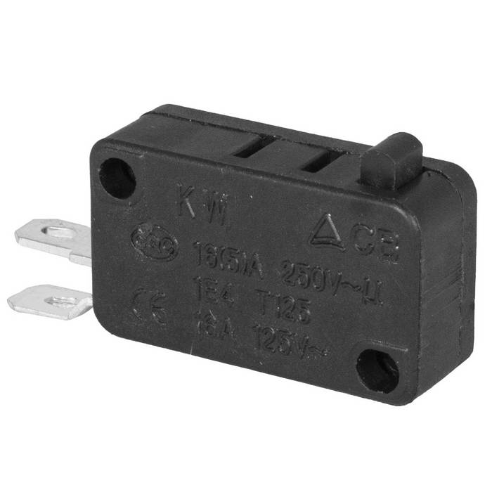 Микропереключатель RUICHI KW7-28, 16х10.5х28 мм, OFF-(ON), 2P, 250 В, 5 А, 30 мОм, -25...+85 °C