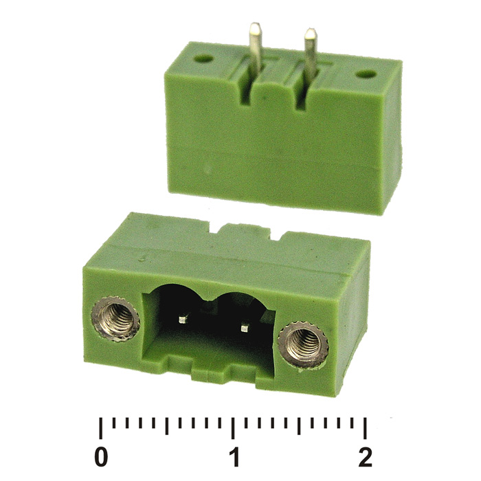 Разъемный клеммный блок на плату RUICHI XY2500V-BS-2, 5.0 мм ( 2EDGVM-5.0-02P / 2EGTVM-5.0-02P ), вилка (M), 2 контакта, шаг 5.00 мм