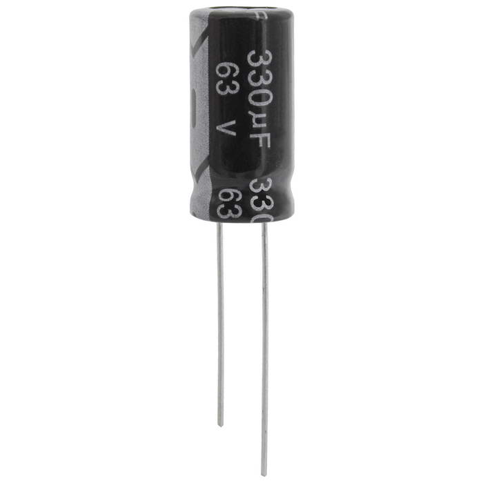 KM331M1JBKJ1020VBK JWCO Конденсатор электролитический радиальный, 330 мкФ, 63 В, 10х20 мм, -40…+105 °C, наработка 2000 часов