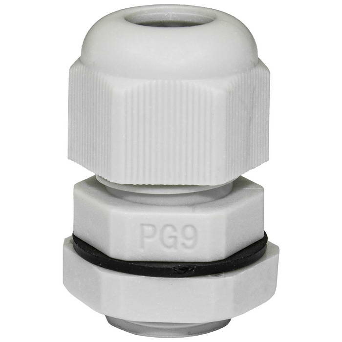 Кабельный ввод пластиковый герметичный с резьбой «PG» RUICHI PG9-G (4-8), серый, полиамид PA66, IP68