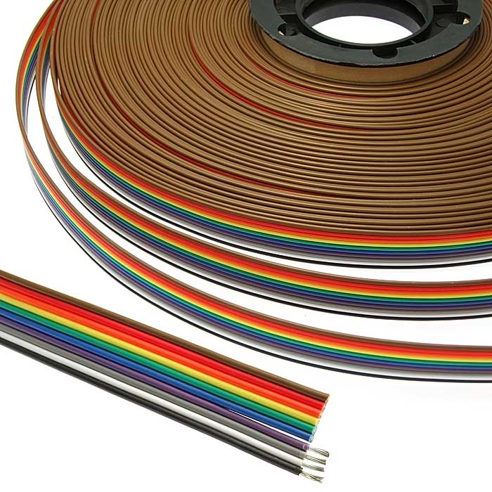 Кабель ленточный RUICHI, 10-проводный, шаг 1.7 мм, сечение 22 AWG, жила CU, изоляция PVC, цвет мультиколор