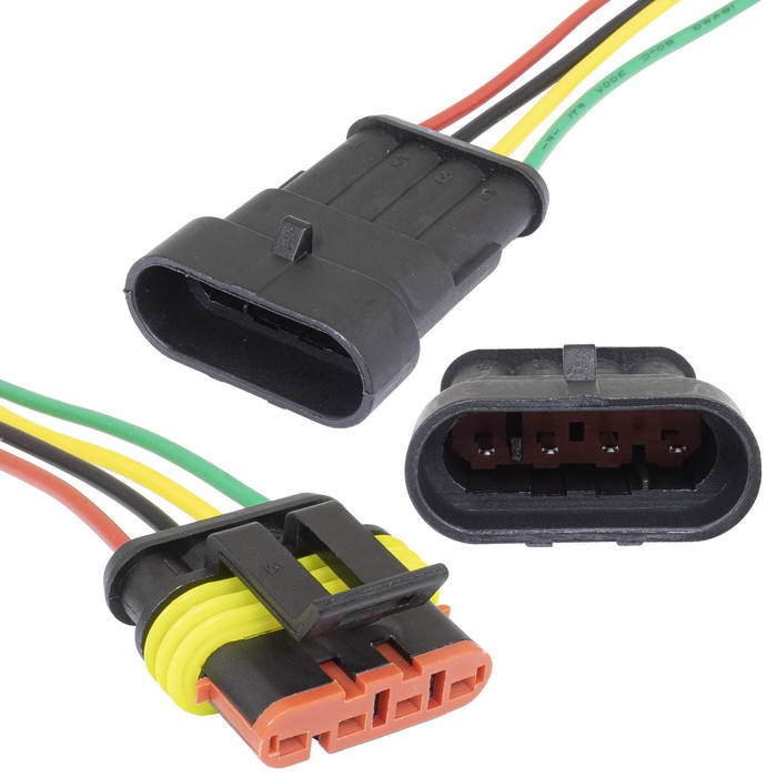 SuperSeal 1.5, 4PIN MF (18AWG 20cm), RUICHI Комплект разъёмов, 24В, 4 конт., провод 200 мм, IP66