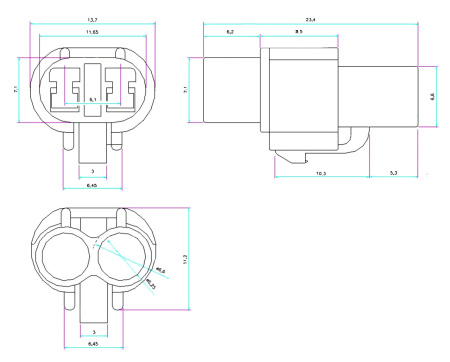Разъём авт. соединитель RUICHI DJ7021-2-21 (18AWG 300 мм), 12/ 24 (DC) В